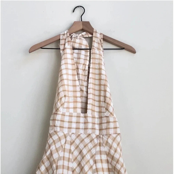 New Free people do the twist halter gingham plaid tea ob1120396 dress retro - Picture 7 of 14